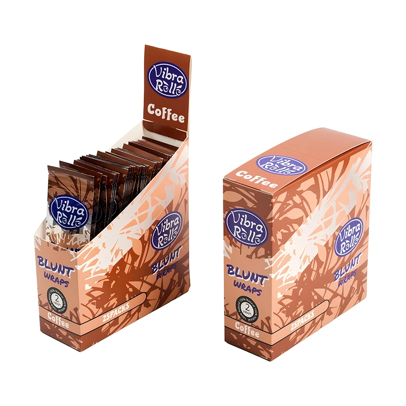 Flavors Coffee Blunt Wraps 100% Natural Cigarette Rolling Paper Custom Logo Smoking Accessories