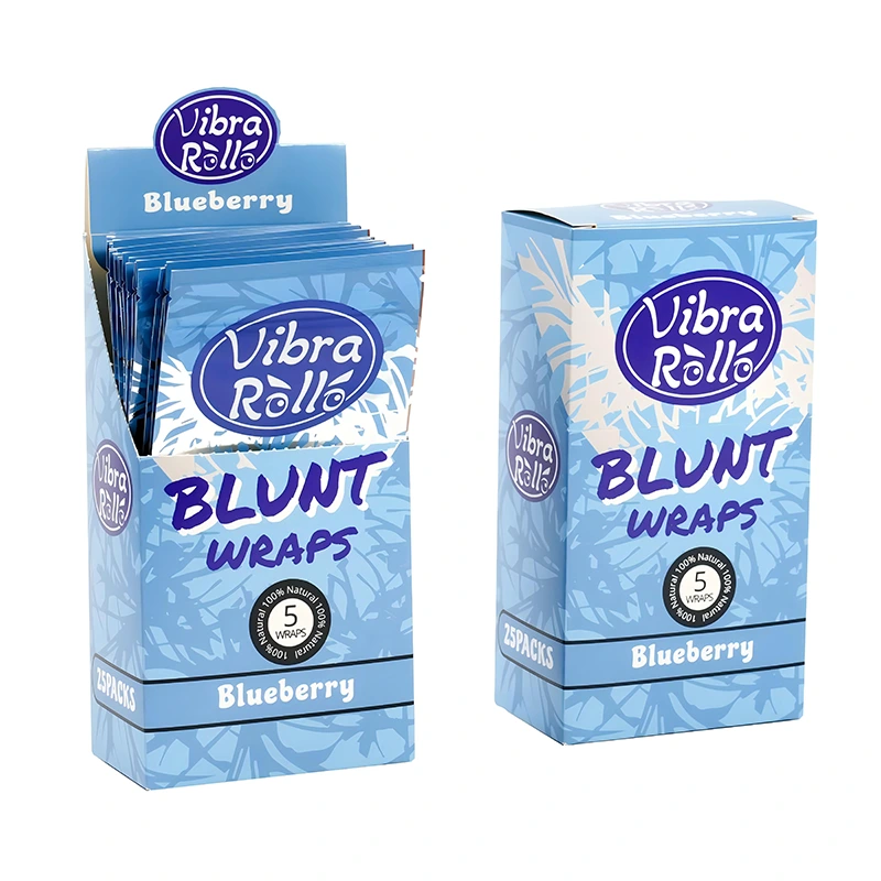 Blueberry Blunt Wraps 100% Natural 5pcs Packs Roll Flavors Tobacco Paper Custom Logo Smoking Accessories