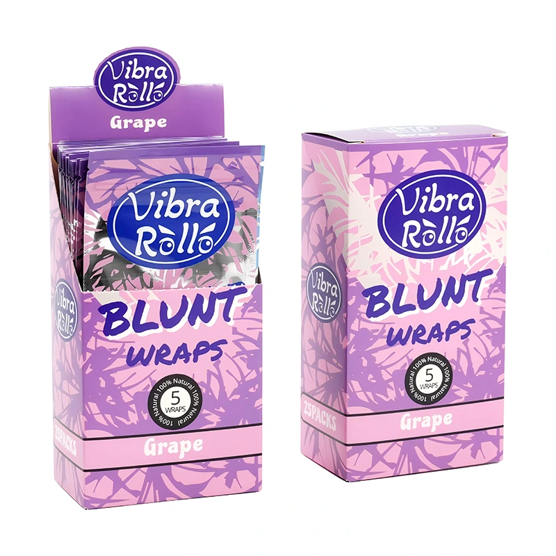 Grape Blunt Wraps 100% Natural 5pcs Packs Roll Flavors Tobacco Paper Custom Logo Smoking Accessories