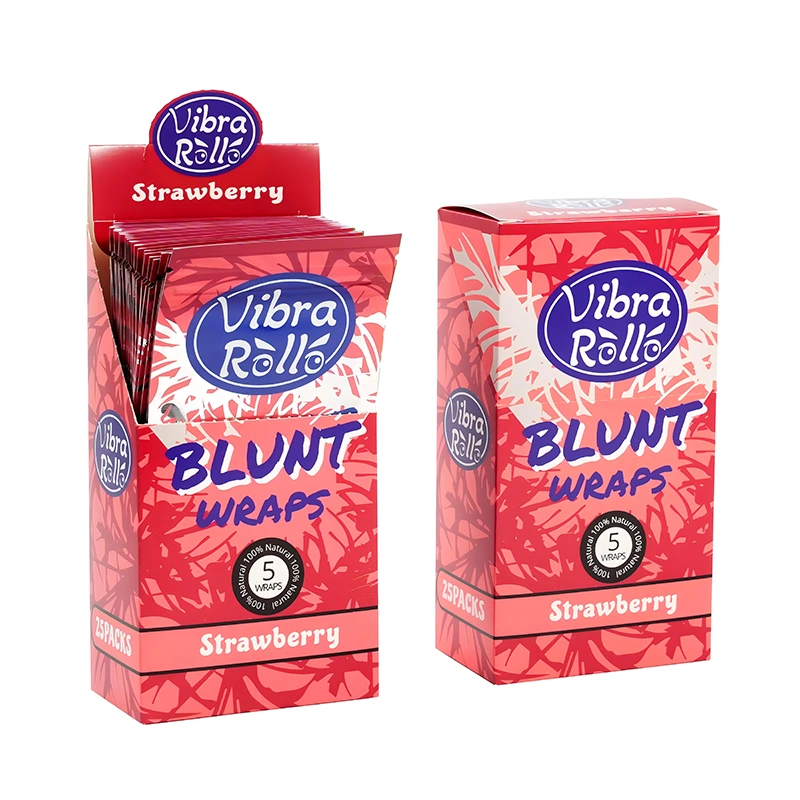 Strawberry Blunt Wraps 100% Natural 5pcs Packs Roll Flavors Tobacco Paper Custom Logo Smoking Accessories