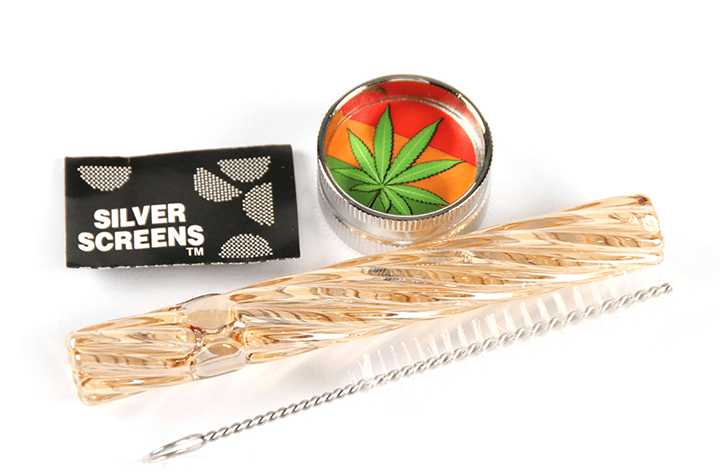 Smoking Kits Mini Herb Grinder ,Glass Tube Pipe ,Pipe cleaner In a Metal box