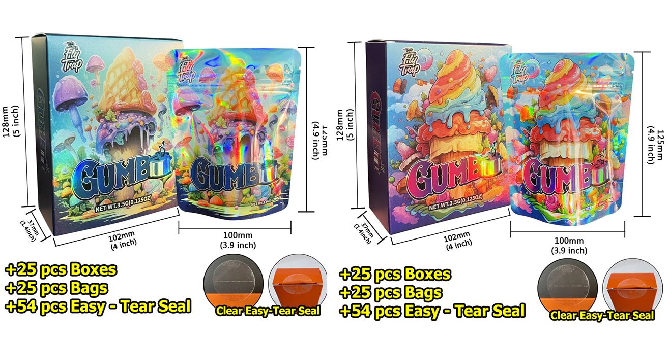 GUMB 3.5G Smell Proof Mylar Bag With Colorful Laser Box