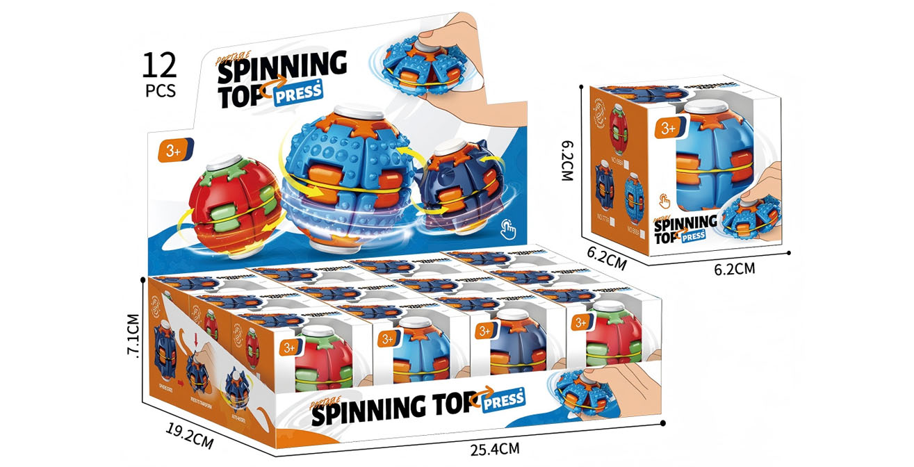 3D Printing Stress Relief Toy Press Spining Top Ball With Box Packing