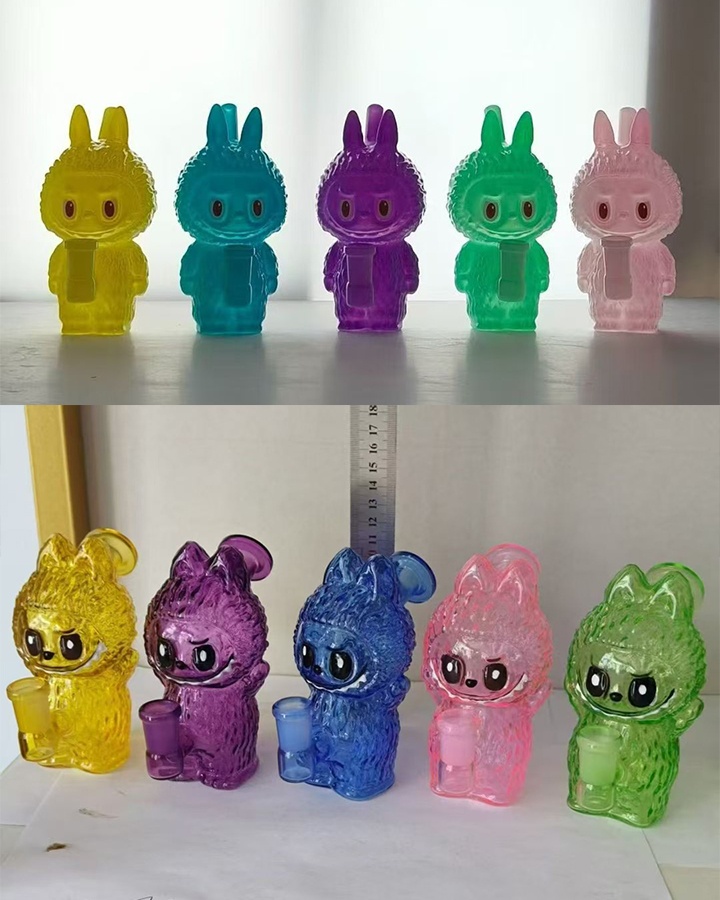 6.3-inch high borosilicate glass bong with colorful decorative design