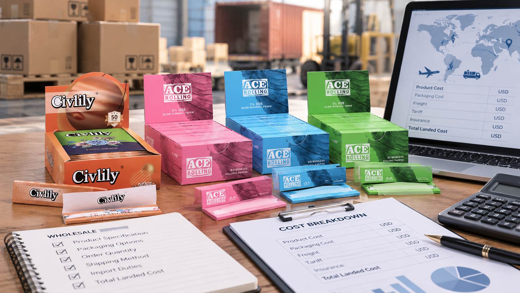 What Drives the Total Landed Cost of Rolling Papers Wholesale for B2B Buyers?